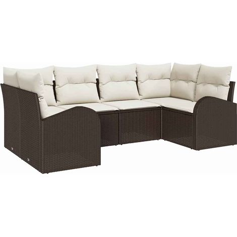 Maison Exclusive - Set Divano da Giardino 6 pcs Marrone e bianco polyrattan