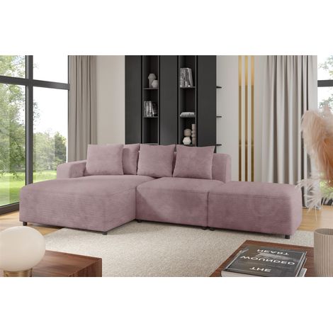 Ecksofa Designersofa MEGAN XS inkl. Hocker Stoff Poso Altrosa Ottomane Links (1/3)
