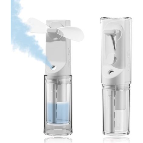 Ventilatore H&held - Mini ventilatore H&held con nebulizzatore - Ventilatore con nebulizzatore d'acqua - Batteria ricaricabile USB-C da 1500 mAh - 4 velocità - Design portatile (14 cm) - Per (1/5)