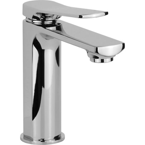 Miscelatore lavabo monoforo con leva inclinata e piletta di scarico clic-clac Pollini Kora MXLAMCLMCCR  Cromo