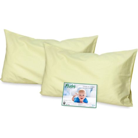 PAIRE de taie d'oreiller PEDRO pour lit bébé CM. 40X60 TOUTES LES COULEURS Jaune