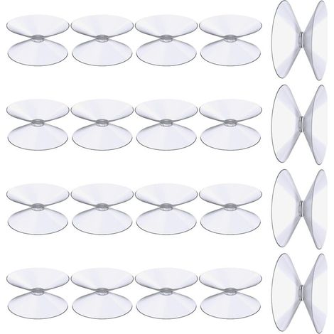 Double Sided Suction Cups, 20 Pieces 3 cm Clear Suction Cups, Extra Strong PVC Plastic Curtain Hanger Insulation Suction Cup for Glass Table Mirror, Bathroom Window Mirror