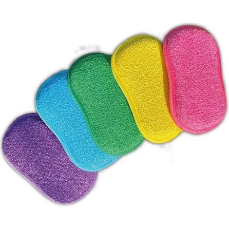 Chiffons éponges,Lot de 5,Réutilisables double face,Lavables en machine,15 x 9 cm,Modèle 2 (1/5)