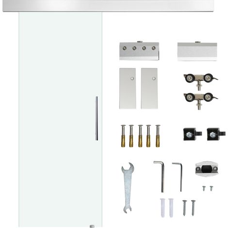 HOMCOM Porta Scorrevole in Vetro Trasparente per Bagno Cucina Studio 210cm