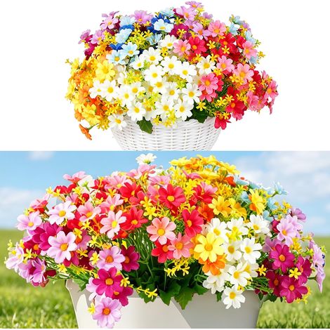 6 pcs Fleurs Artificielles, Fleurs Artificielles Extérieures, Marguerite Bouquet Artificielle, Fleur Artificielle Nécropole, Fausse Fleur S'applique à Jardin Balcon Porche (1/5)