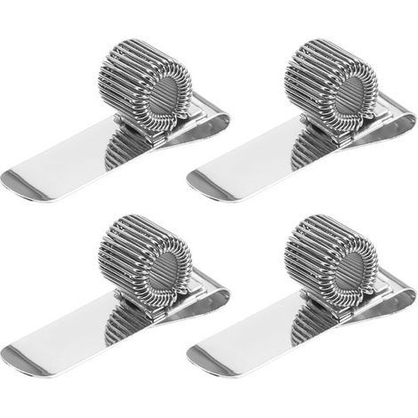 Clips para bolígrafos - Organizador de bolígrafos - Para tomar notas - Lazo de resorte ajustable - 4 piezas - Color plateado (1/5)