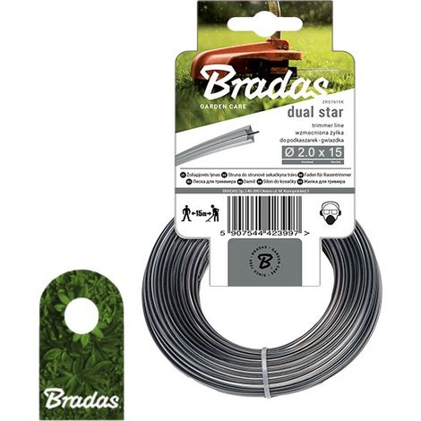 Verstärkter 4-kant Mähfaden RIPPER DUAL für Freischneider Motorsense Ersatzfaden 2,0mm 15m Bradas 4000 (1/2)