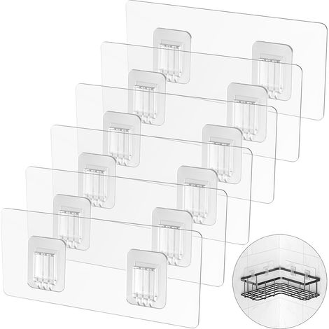 6 PCS Adhésifs De Rechange pour Support Angle De Douche Crochets Adhésifs Puissants pour Étagère De Salle Bain Panier Porte Savon, Corner Shower Caddy Adhesive Replacement (1/5)