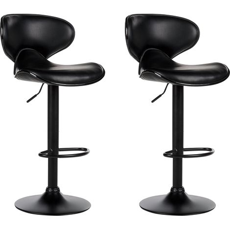 Conjunto de 2 sillas de bar modernos de altura regulable sin reposabrazos tapizado piel sintética negro Conway II (1/5)
