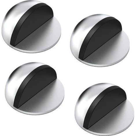 Türstopper, 4er-Set Türstopper und -puffer aus Edelstahl mit Gummipads, selbstklebende Türstopper – Silber (1/5)