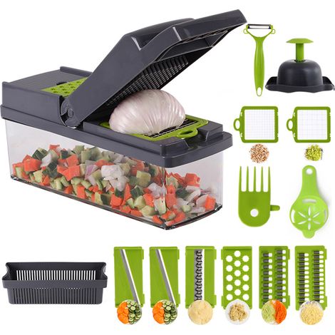 Vegetable Chopper with Container, Mandolin Slicer, Cabbage Shredder，Multifunction Vegetable Cutter for Slicing, Cutting and Grating Vegetables (1/5)
