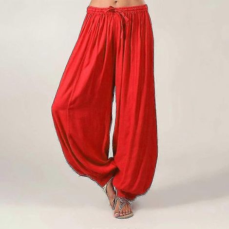 Yoga-Haremshose für Damen, locker geschnitten, mit Kordelzug, ideal für Bauchtanz und Yoga. Erhältlich in Grün, Weiß und Schwarz. Bequeme Winter-Sportbekleidung. (1/5)