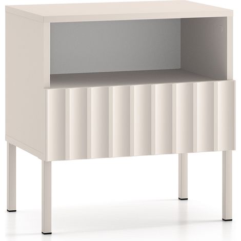 Selsey Derriva - Comodino con frontali scanalati - 50 cm - beige chiaro (1/5)