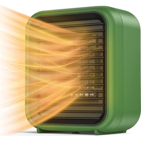 Mini Radiateur Céramique Victop 800W Radiateur electrique 2 Niveaux de Puissance mini radiateur soufflant électrique avec vent chaud protection contre la surchauffe et le renversement (Vert) (1/5)