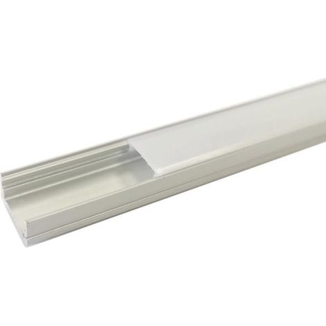 Profilé Aluminium 1m pour Ruban LED - Couvercle Blanc Opaque - S (1/6)
