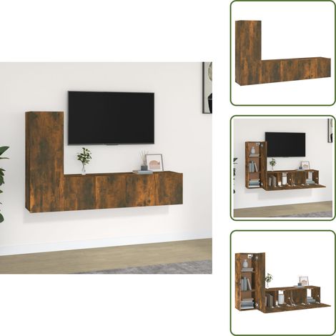 Mobile TV multistrato - vidaXL Set Mobili Porta TV 3 pz Rovere Fumo in Legno Multistrato - Mobile TV rovere fumo