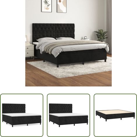 vidaXL Matelas à ressorts ensachés -  Sommier à lattes de lit et matelas Noir 160x200 cm Velours (1/5)