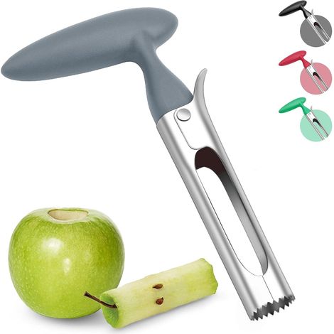 Vide-pomme, vide-pomme avec poignée en ABS, lame en acier inoxydable de qualité alimentaire et bord dentelé, vide-pomme pratique, gris, (1/5)