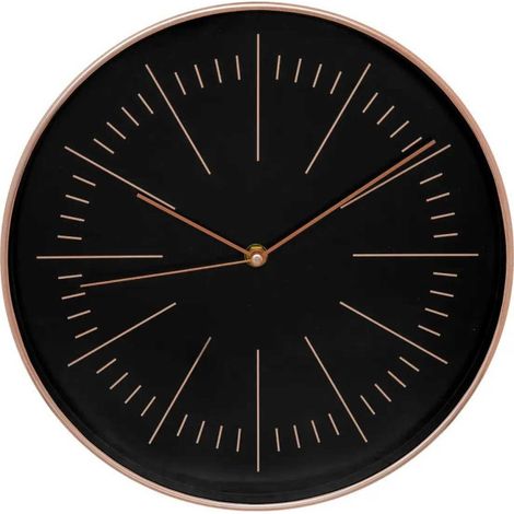 Horloge Murale Design "Edith" 30cm Noir & Cuivre (1/3)