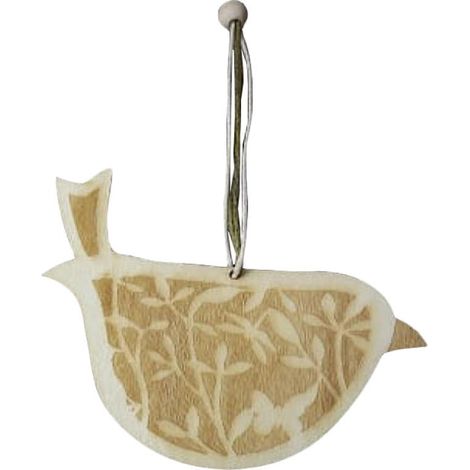 Pájaro de madera marrón - Colgante decorativo 11x8,5cm