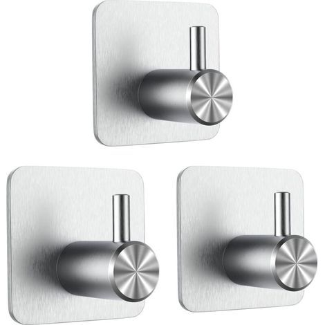 3 ganci adesivi, ganci da parete per bagno, portasciugamani senza fori, portasciugamani da cucina in acciaio inox (1/4)