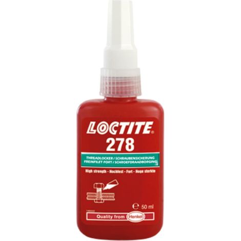 Loctite 278 50 ml, adesivo anaerobico verde per proteggere le filettature delle viti metalliche dall'allentamento dovuto alle vibrazioni, viscosità media, elevata resistenza, resistente alle alte temp