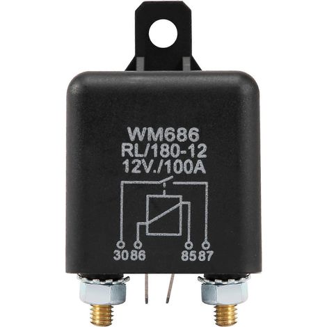 Relais de charge divisé 12 V 100 A à 4 broches avec interrupteur marche/arrêt robuste pour voiture, bateau, fourgonnette, noir