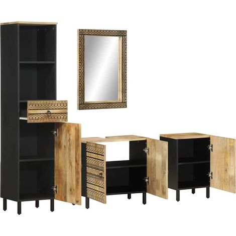 Maison Exclusive - 4-tlg. Badmöbel-Set Massivholz Mango