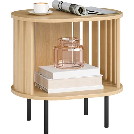 Table d'appoint Ovale Nordique 50 x 39 x 50 cm Effet Bois Naturel (1/5)