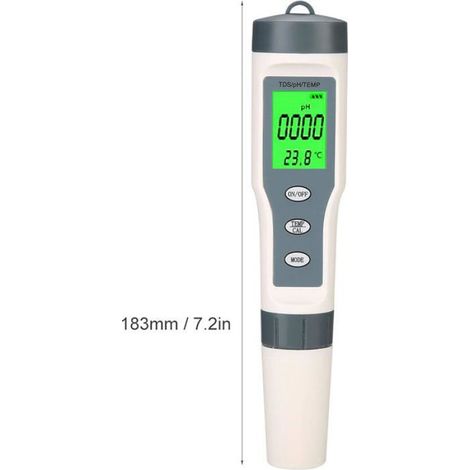 3 en 1 testeur d'eau TDS mètre, Numérique TDS & pH et température mètre pour Eau Potable, Piscine, Aquarium (1/5)