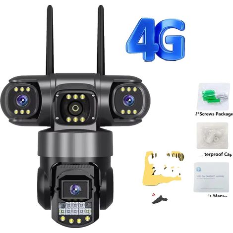 Cámara de vigilancia, cobertura de 360°, diseño resistente al agua, color negro, 4G, 256 GB (1/2)