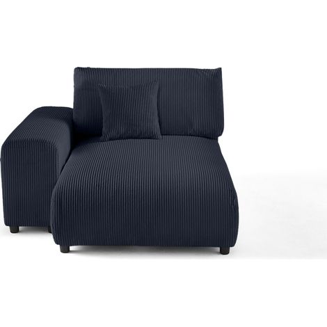 Garance - module d'assise méridienne gauche - en velours côtelé - bleu nuit