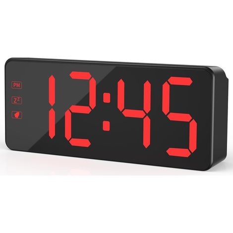 Réveil numérique avec Grand écran LED, luminosité réglable, Format 12/24h, Utilisation Facile, Fonctionnement sur Secteur avec Adaptateur, Horloge de Chevet Parfaite pour la Maison, Le Bureau (1/5)