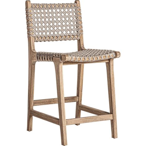 Tabouret haute élégance en teka naturel style colonial - Teka naturel élégant et sophistiqué (1/5)