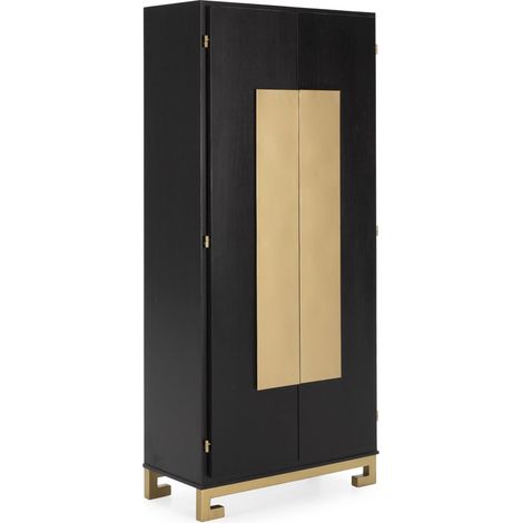 Armoire 85 x 45 x 195 cm Bois, Métal - Noir, Doré (1/3)