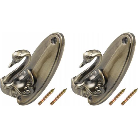 Crochets pour embrasses de rideaux (84 mm/3,3") 2 pièces, support mural en alliage de zinc, ton bronze (1/5)