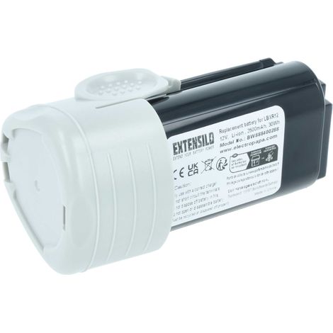 EXTENSILO batteria sostituisce Black & Decker BL1110, BL1310, BL1510, LB12, LBX12, LBXR12 per attrezzo da lavoro (2500 mAh, Li-Ion, 12 V)
