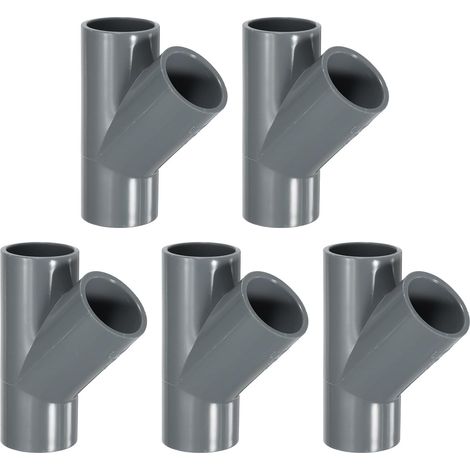 4 Pcs Raccord PVC Gris 3 Voies 45 Degré 25mm ID Connecteurs PVC Coudes Raccords Tuyauterie en PVC, Connecteurs d'angle pour Meubles PVC pour Structures de Support de Jardin DIY (1/5)