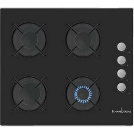 Schaub Lorenz SSPC604GL Piano cottura a gas 60 cm 4 fuochi accensione sottomanopola comandi laterali griglie smaltate colore Nero