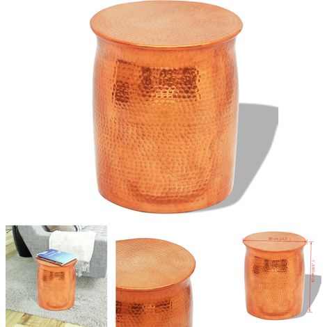 The Living Store Hocker/Beistelltisch aus gehämmertem Aluminium Kupferfarben - Beistelltische (1/4)