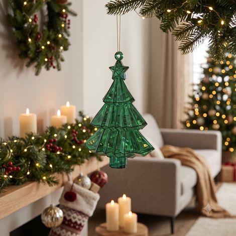 EDG Enzo De Gasperi Decoro Diamante Pino da Appendere Verde 17x13x6 cm – Addobbo di Natale (1/4)