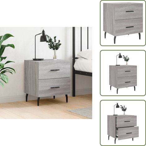 Comodino con cassetti - vidaXL Comodino Grigio Sonoma 40x35x47,5 cm in Legno Multistrato - Comodino con piano espositivo