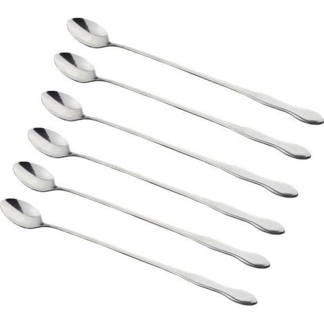 Cuillère à long manche, cuillère à thé glacée en acier inoxydable de 12 pouces pour mélanger, remuer les cocktails le café, lot de (1/4)