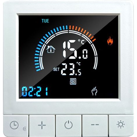 Intelligenter WLAN-Thermostat für elektrische Fußbodenheizung, programmierbarer vernetzter Thermostat für elektrische Fußbodenheizung 16A Schwarz