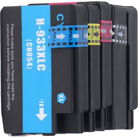 Cartouches d'encre pour imprimante HP 932-933 avec encre, cartouches d'encre 4 couleurs adaptées aux imprimantes Officejet 6100/6600/6700/7110/7610/7612/7510/7512. (1/5)