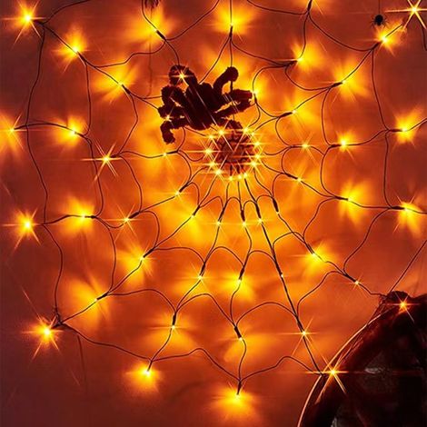 Guirlande Lumineuse Araignée Halloween - Filet Lumineux Violet 100 cm - 60 LED - Étanche IP65 - Alimentation Solaire - Télécommande Incluse - 1 Pièce (1/5)