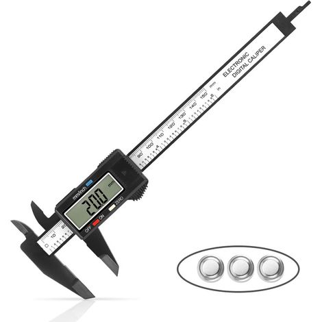 Pied à coulisse numérique, 0-6 pouces, avec grand écran LCD, arrêt automatique, conversion pouces/millimètres, idéal pour les mesures domestiques et le bricolage. (1/5)