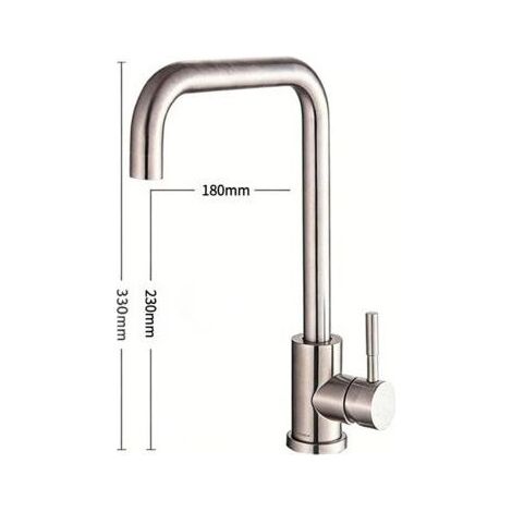TAISHENGDA Küchenarmatur für Warm- und Kaltwasser, flache Dreiwege-Mischbatterie aus Edelstahl 304, Doppelfunktion (siebenförmig gebürstete Armatur) mit 60 cm langem Anschlussschlauch (1/5)