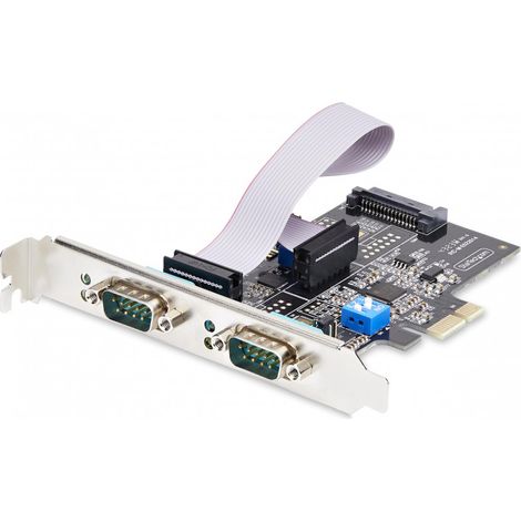 StarTech.com 2-Port Serielle PCIe Karte, Quad-Port PCI Express zu RS232/RS422/RS485 DB9 Serielle Karte, Standard/Niedrigrofil Halterungen, 16C1050 UART, Windows/Linux, TAA-Konform - Level-4 ESD-Schutz