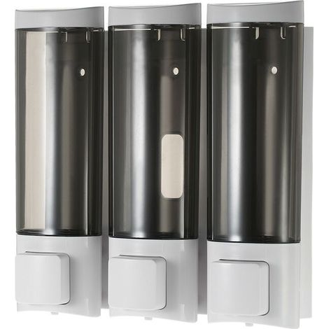 Distributeur de savon manuel en mousse double face Distributeur de savon mural + support 200mlx3 blanc (1/5)